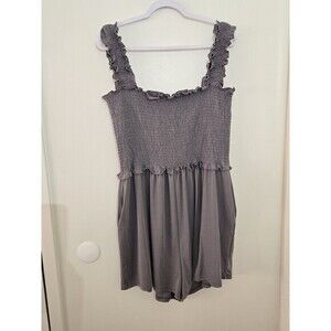 DEEPSELF Smocked Romper Ruffle Strap Sleeveless Casual‎ Jumpsuit XL
